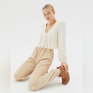 UO Prairie Ribbed Babydoll Top